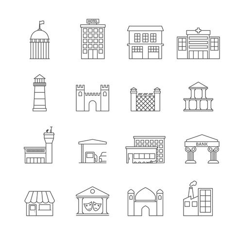 Government Buildings Icons vector