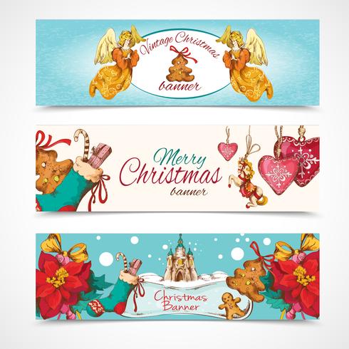 Conjunto de banners de navidad vector