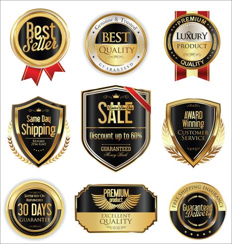 Luxury premium golden badges and labels vector