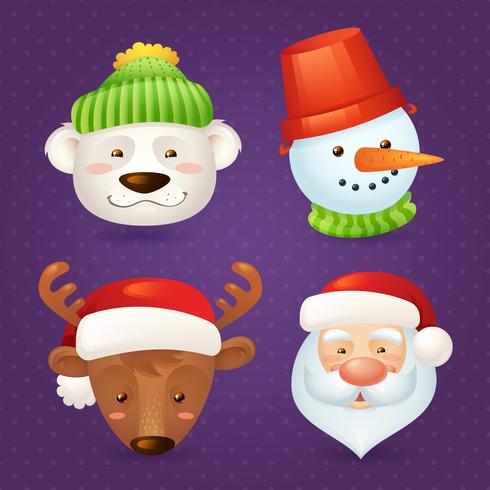 Christmas characters set vector