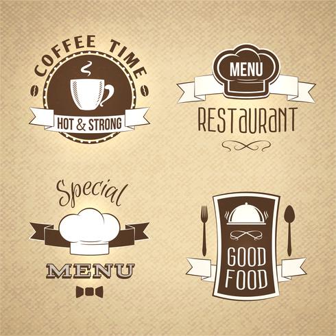 Restaurant menu emblems set textured vector