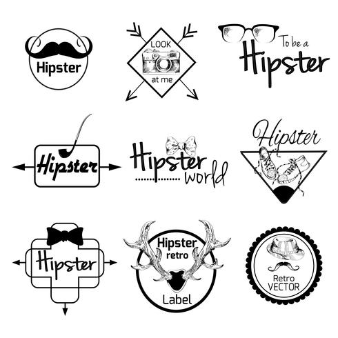 Hipster label set vector