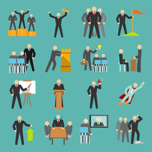 Leadership icons flat vector