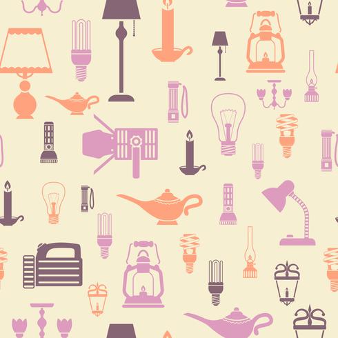 Flashlight and lamps seamless pattern vector