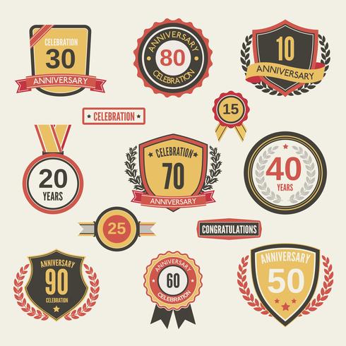 Anniversary label set vector