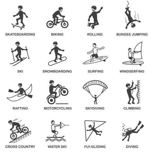 Extreme Sports Icons Set vector