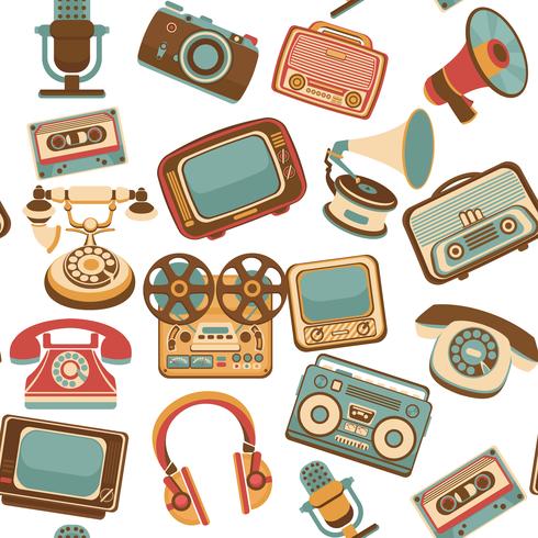 Retro media seamless pattern vector