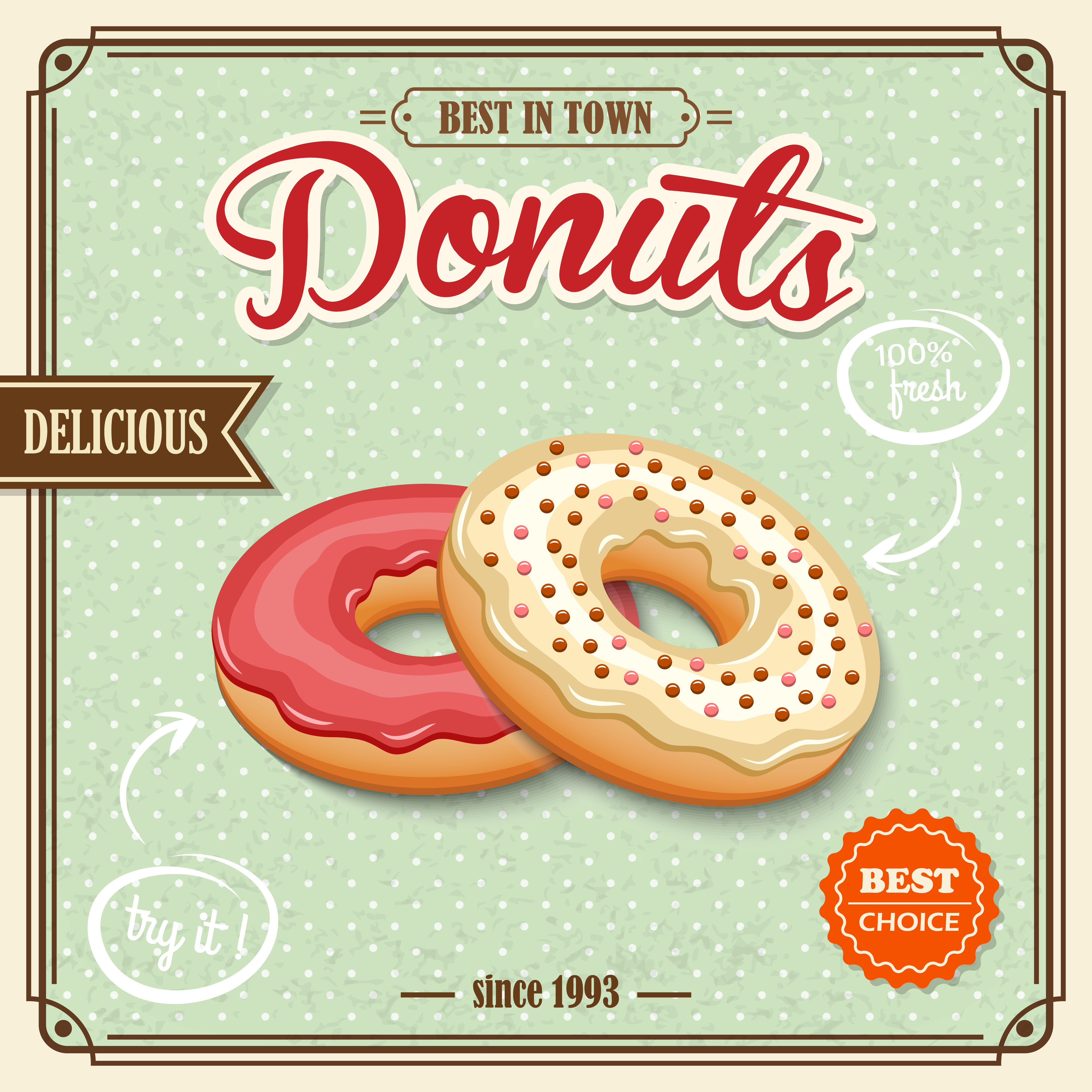 Donut retro poster 437745 Vector Art at Vecteezy