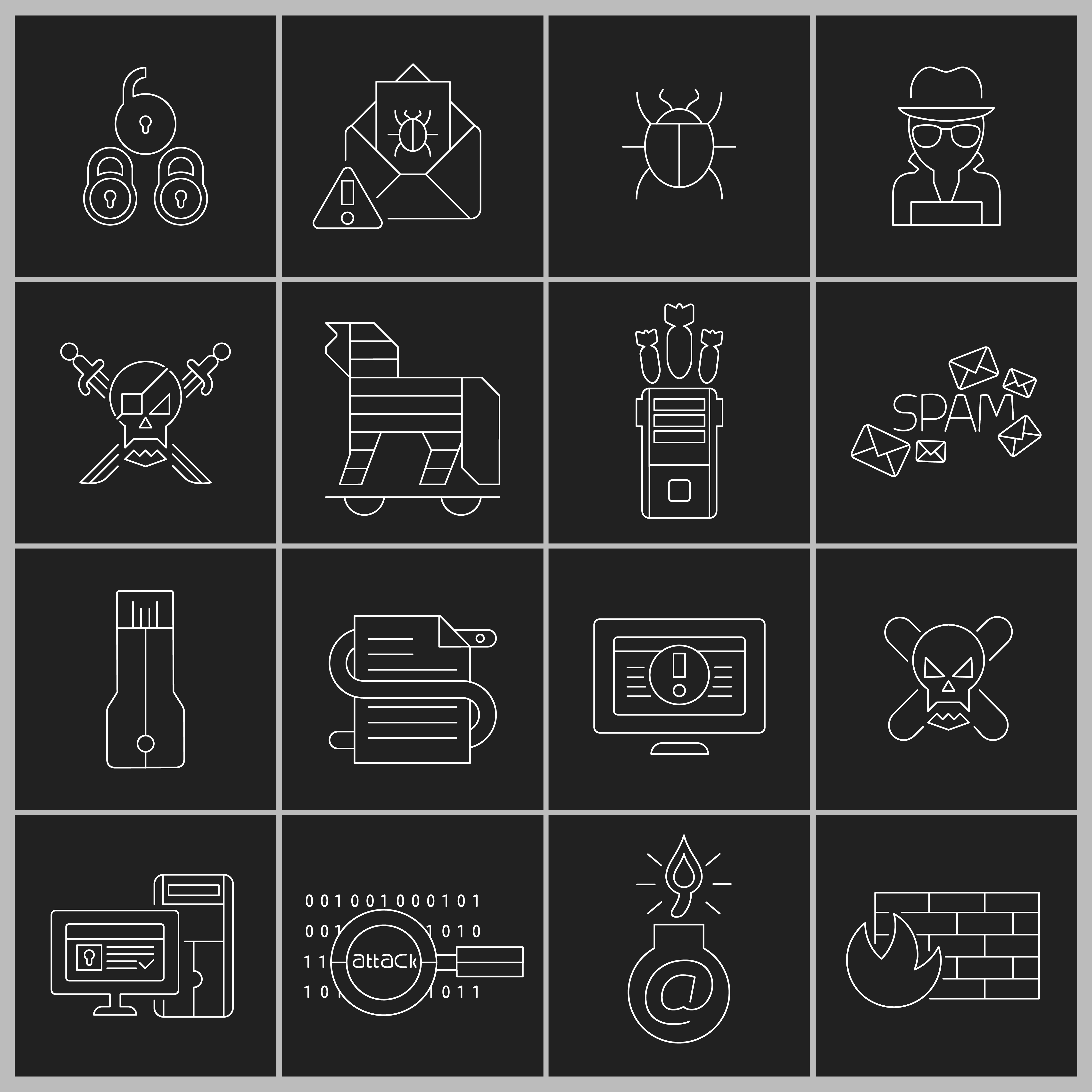 Download Hacker icons set outline 437798 Vector Art at Vecteezy