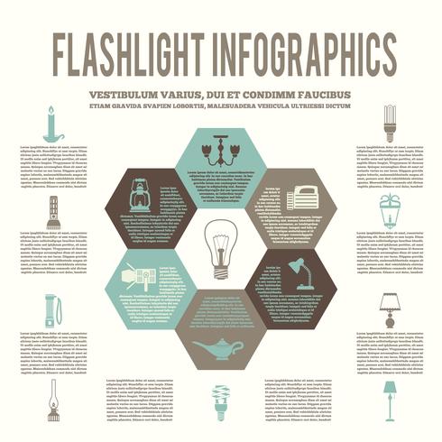 Linterna y lámparas de infografía plana. vector