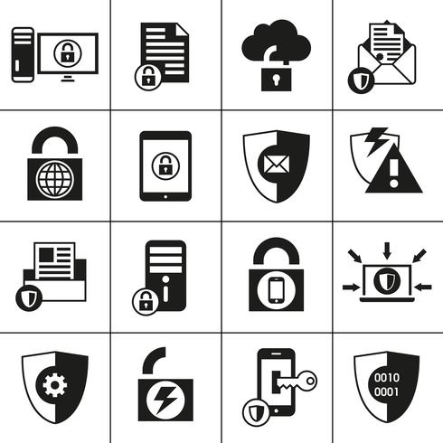 Iconos de seguridad de protección de datos vector