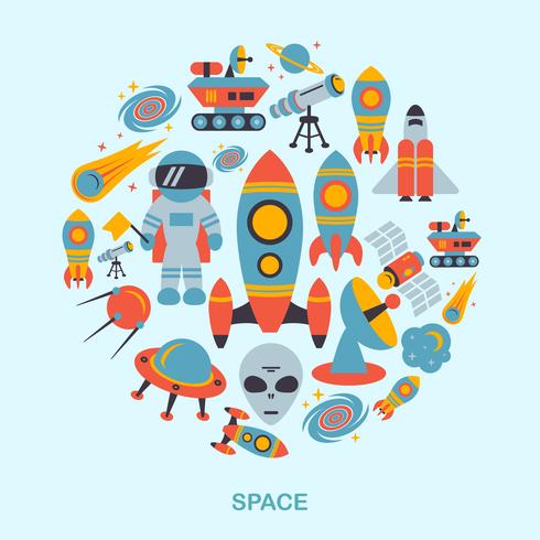 Space icons flat vector