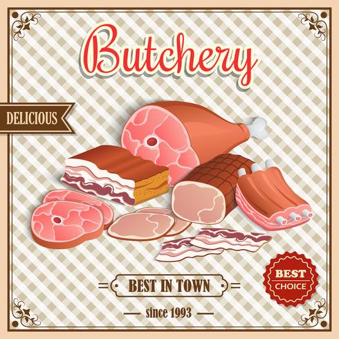 Retro meat poster vector