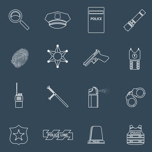 Police icons outline vector