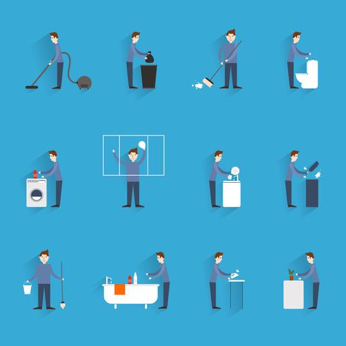 Cleaning people flat vector