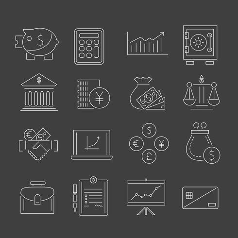 Conjunto de iconos de finanzas esquema vector