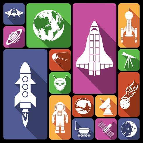 Space icons flat vector
