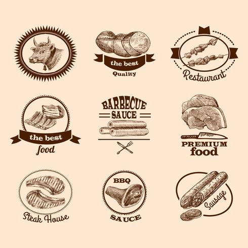 Etiquetas de carne boceto vector