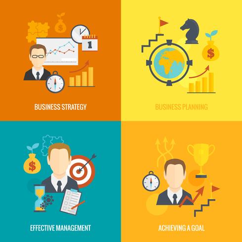 Business strategy planning icon flat vector