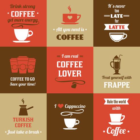 Coffee mini poster set vector