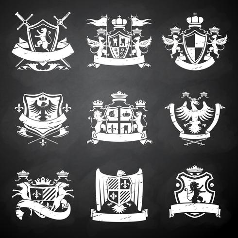 Heraldic chalkboard emblems vector