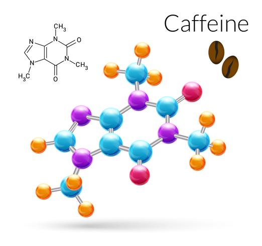 Caffeine molecule 3d vector