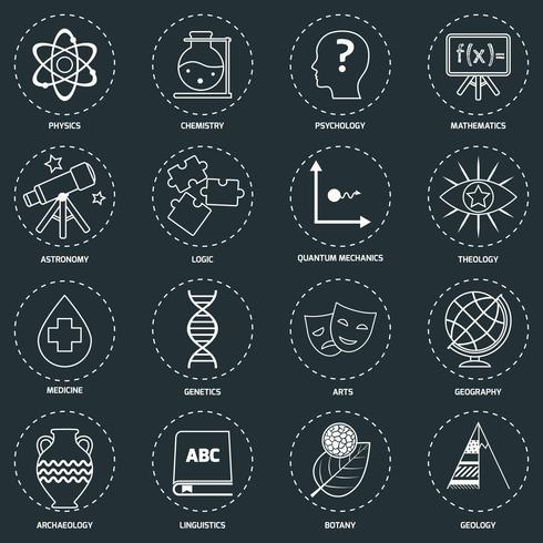 Science areas icons outline vector