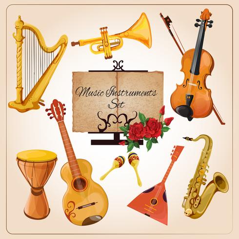 Instrumentos musicales de color vector