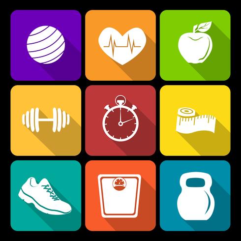 Iconos planos de fitness vector