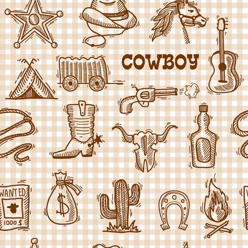 Cowboy seamless pattern vector