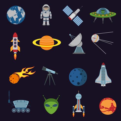 Iconos del espacio y la astronomía. vector