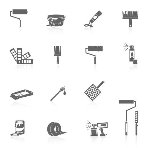 Iconos de pintura negro vector