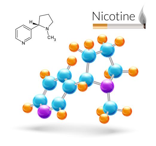 Nicotine molecule 3d vector