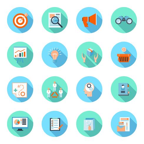 Marketers flat icons set vector