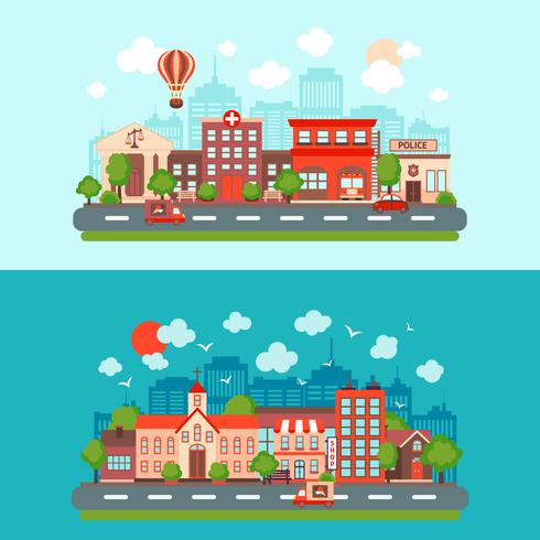 Conjunto de paisajes de la ciudad vector