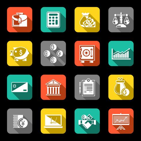 Finance icons set flat vector