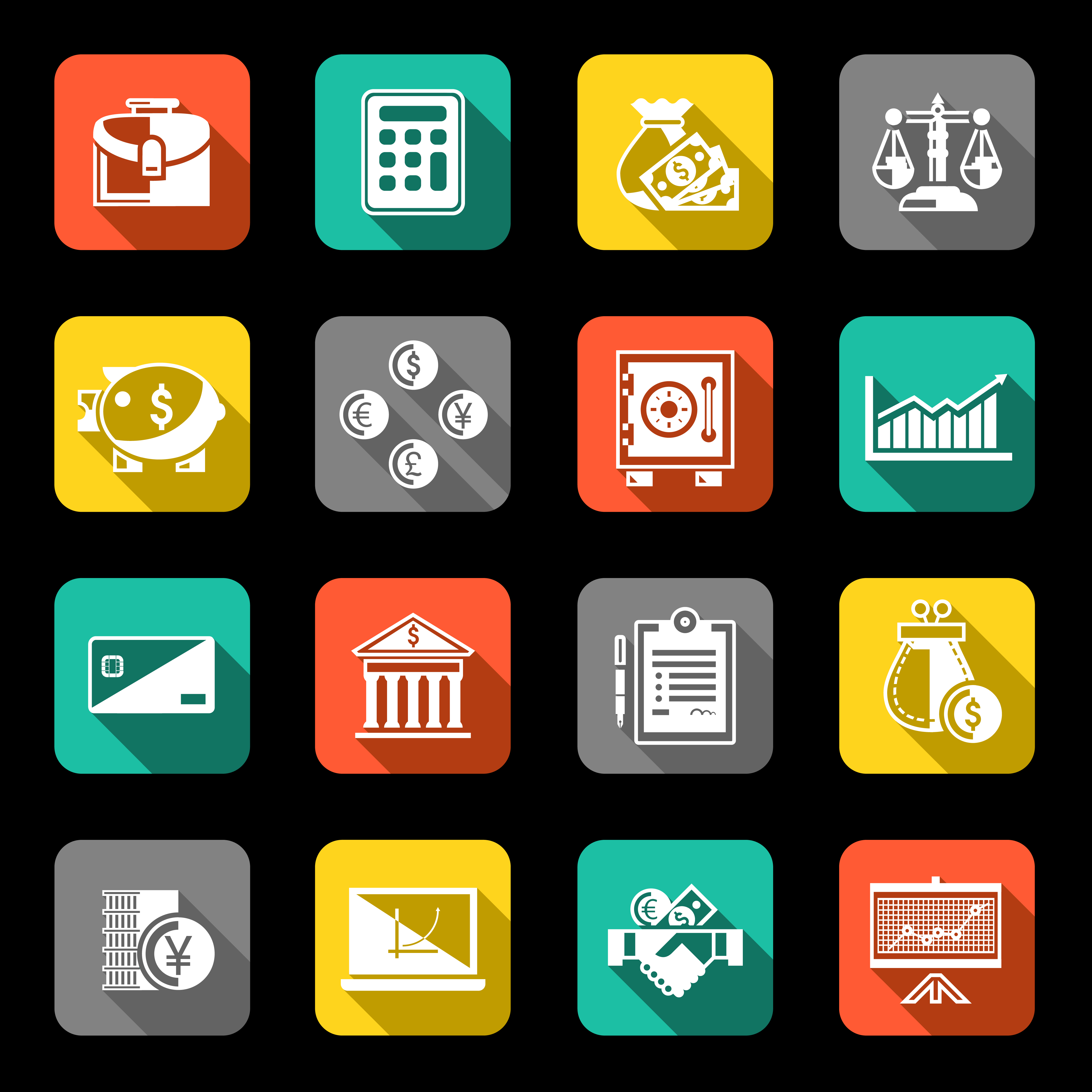 Finance Icons Set Flat 438086 Vector Art At Vecteezy