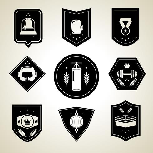 Conjunto de emblemas de boxeo negro. vector
