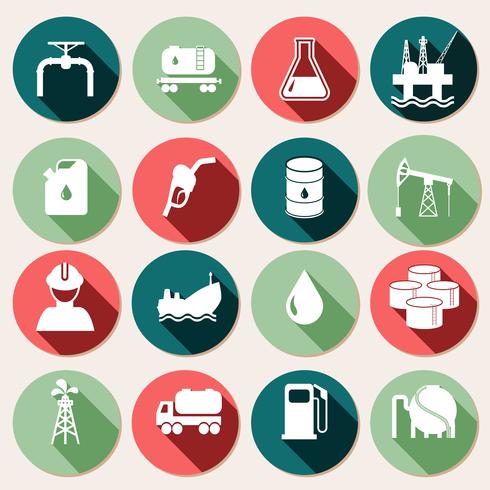 Conjunto de iconos de la industria de petróleo vector