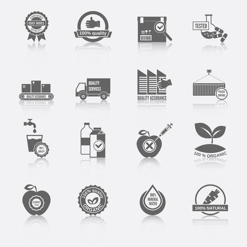 Iconos de control de calidad vector