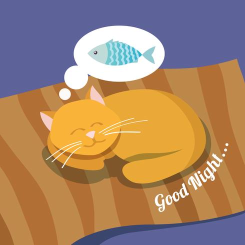 Sleeping cat background vector