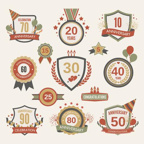 Anniversary label set vector