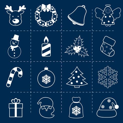 Christmas icons set outline vector