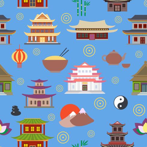 Chinese house seamless pattern vector