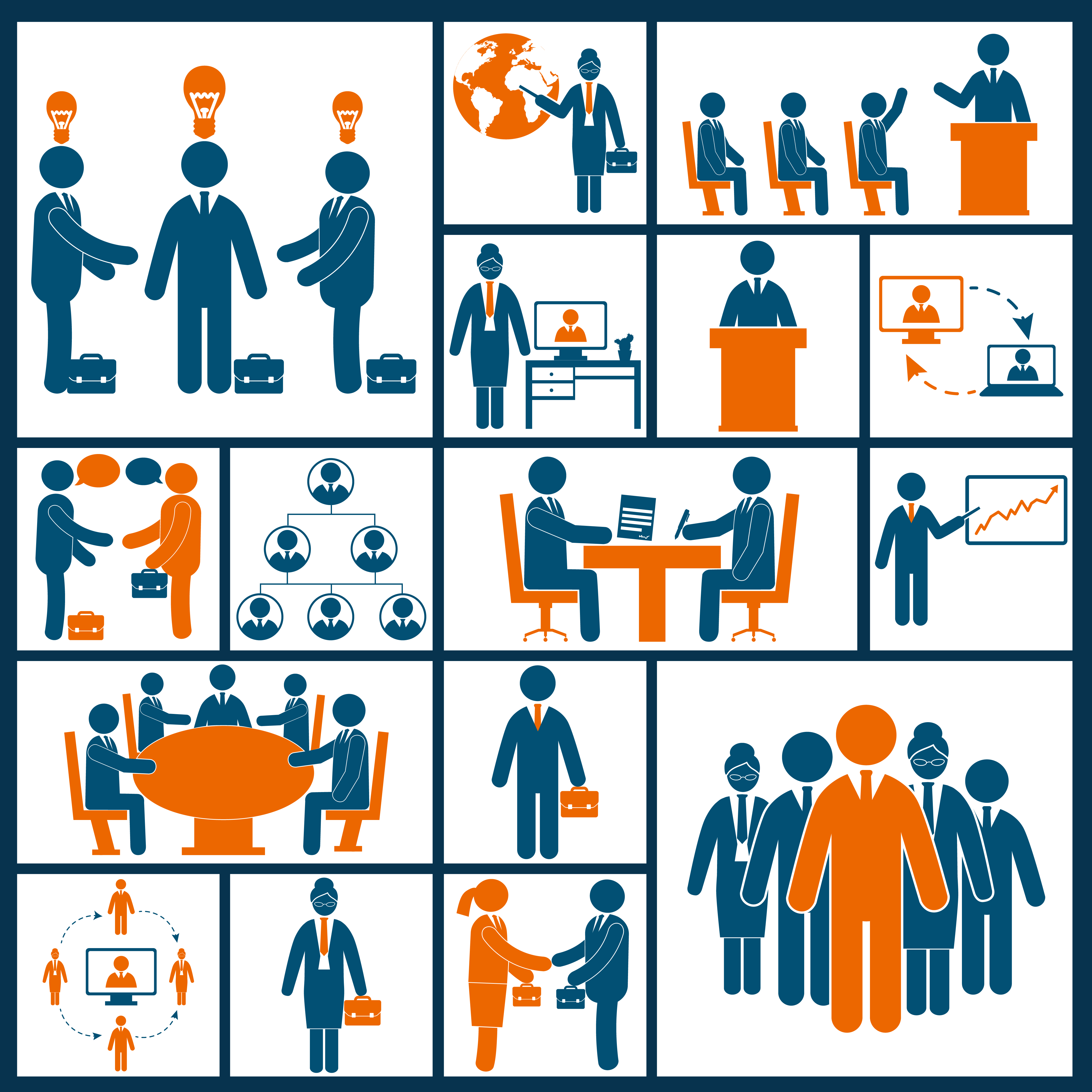Meeting icons set flat 438165 Vector Art at Vecteezy