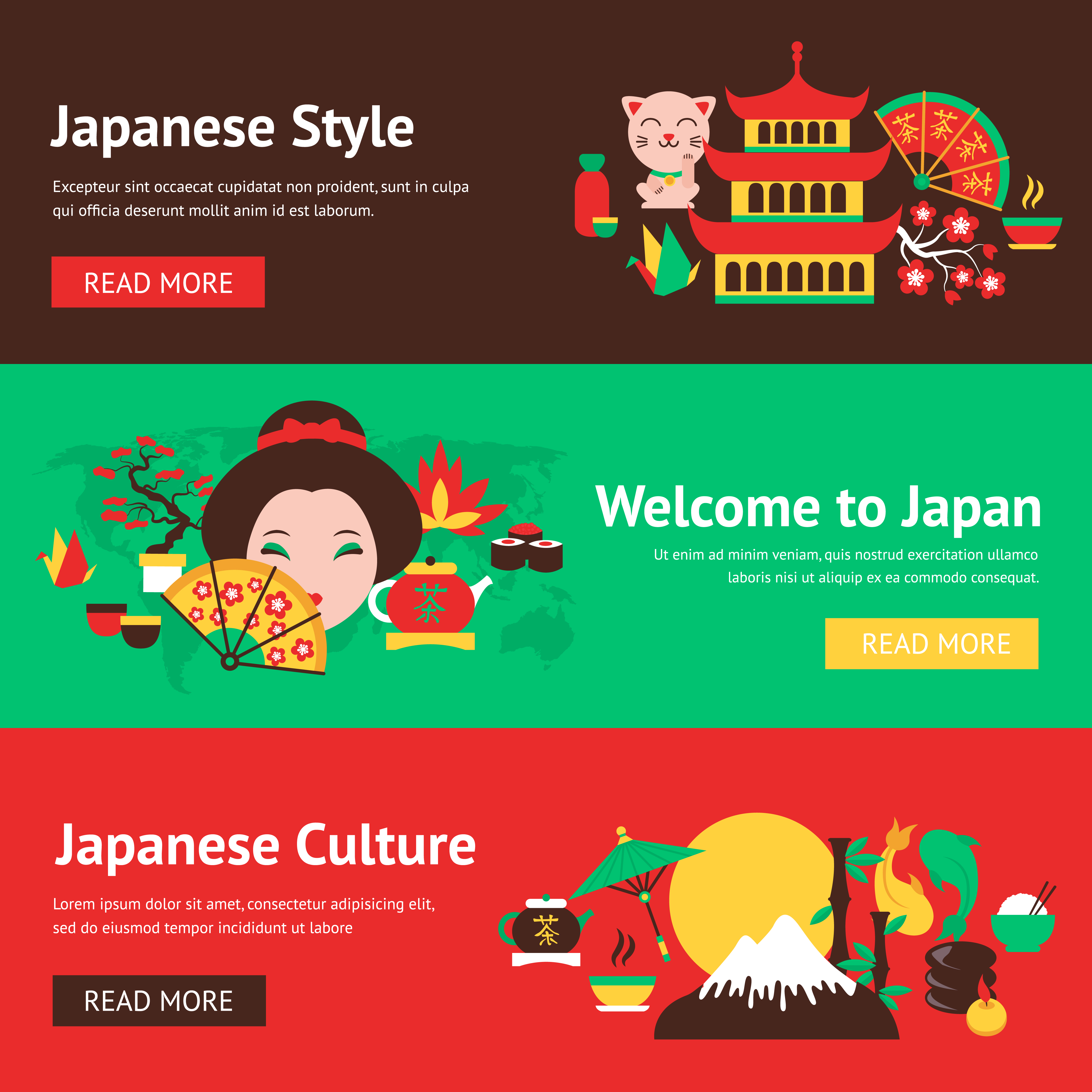 Japan banner set 438166 Vector Art at Vecteezy