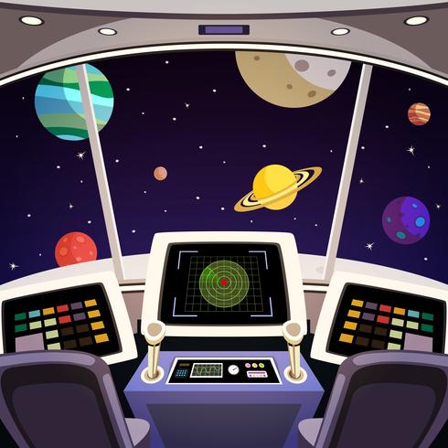  Interior de dibujos animados de la nave espacial   Vector en Vecteezy
