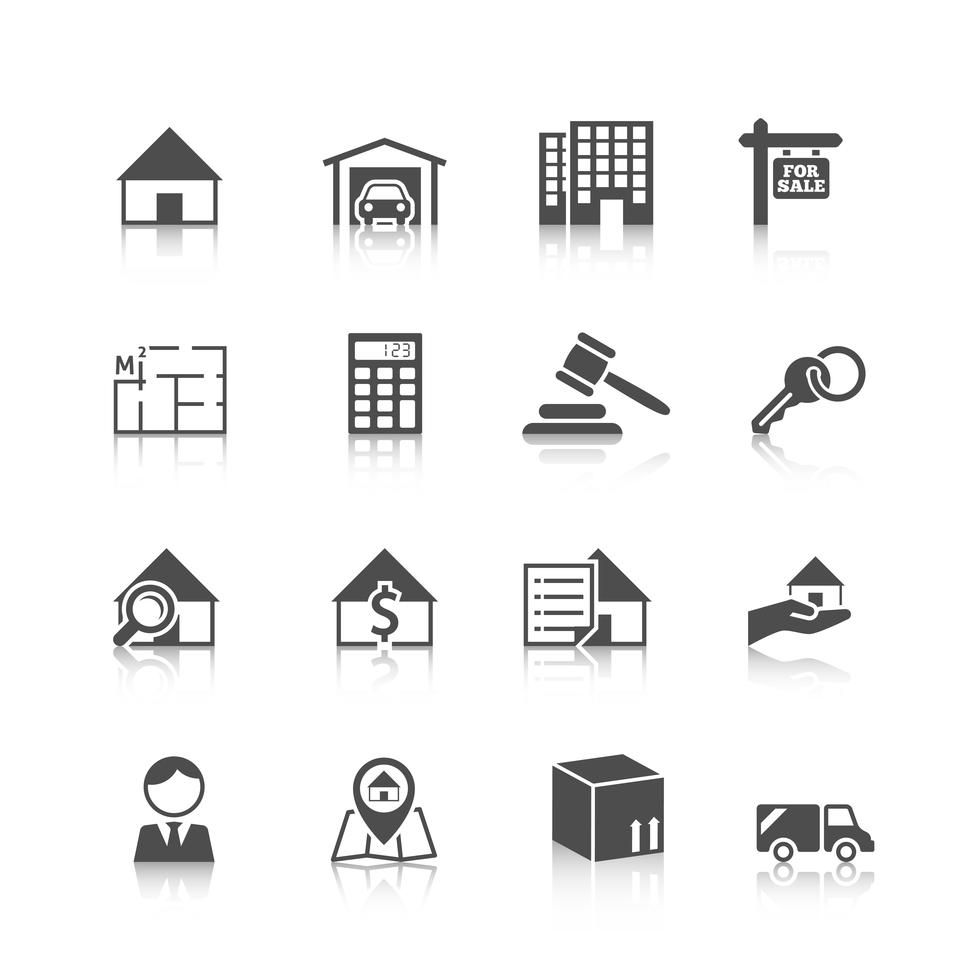 Real Estate Icons Black 438180 Vector Art At Vecteezy