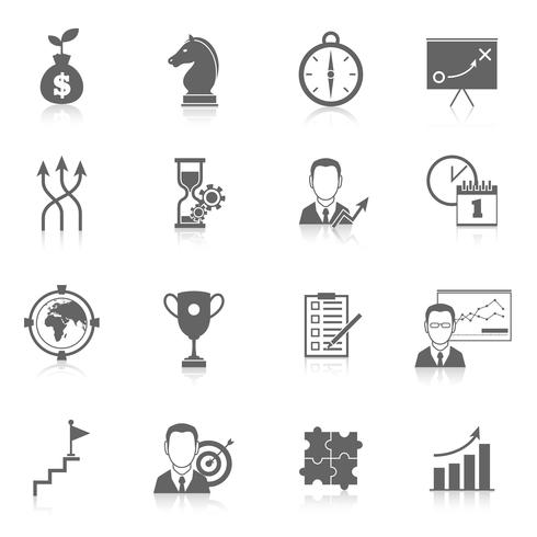 Iconos de planificación de estrategia de negocios vector