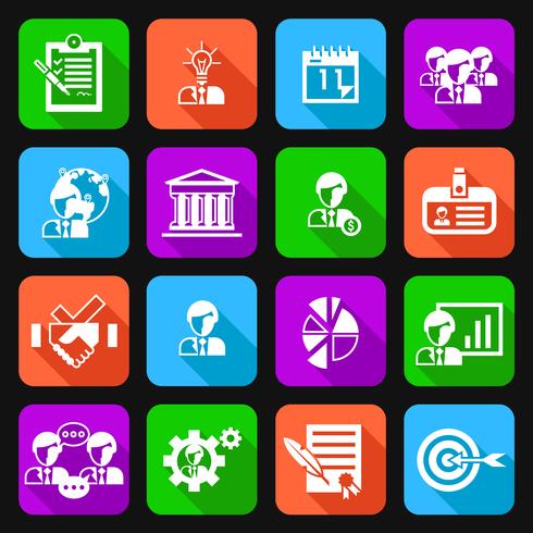 Business management icons flat vector